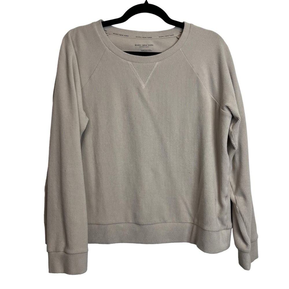 Marc New York Cream Ribbed Sweater Long Sleeve Size L Women
